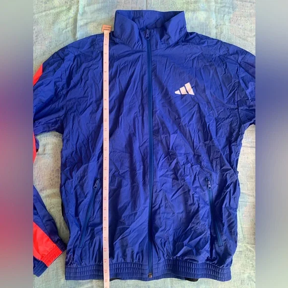 Adidas Woven Tape Jacket Water Resistant Wind Breaker - Men’s Small - Royal Blue - Picture 9 of 16